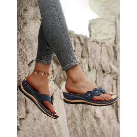 Vintage Floral Casual Wedge Flip-Flops