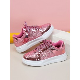 Street Plain Non-Slip Lace-Up Flat Heel Skate Shoes Split Joint