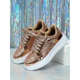 Street Plain Non-Slip Lace-Up Flat Heel Skate Shoes Split Joint