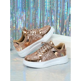 Street Plain Non-Slip Lace-Up Flat Heel Skate Shoes Split Joint