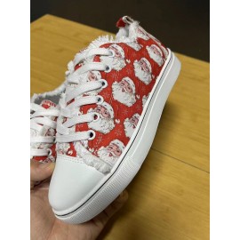 Christmas Santa Claus Snowflake Lace-Up Canvas Shoes