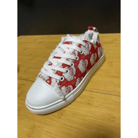 Christmas Santa Claus Snowflake Lace-Up Canvas Shoes