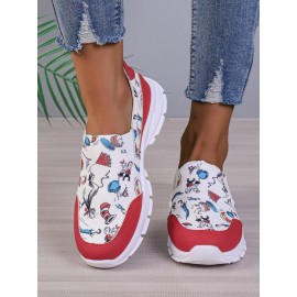 Sports Color Block Wearable Slip On Flat Heel Slip On Printing