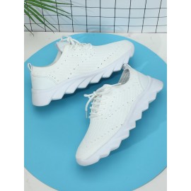 Sports Plain Breathable Lace-Up Flat Heel Fly Woven Shoes
