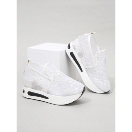 Floral Embroidery Breathable Sheer Mesh Sneakers