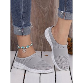 Casual Plain Breathable Slip On Flat Heel Fly Woven Shoes Split Joint