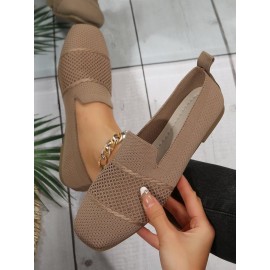 Casual Plain Breathable Slip On Low Heel Deep Mouth Shoes Hollow Out