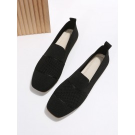 Casual Plain Breathable Slip On Low Heel Deep Mouth Shoes Hollow Out