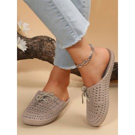 Women Lace Up Hollow Out Waterproof Beach Mules