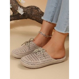 Women Lace Up Hollow Out Waterproof Beach Mules