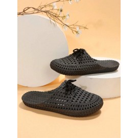 Women Lace Up Hollow Out Waterproof Beach Mules