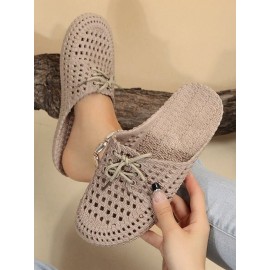 Women Lace Up Hollow Out Waterproof Beach Mules
