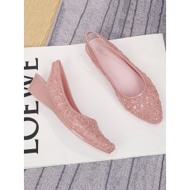 Waterproof Floral Wedge Heel Slingback Shallow Shoes
