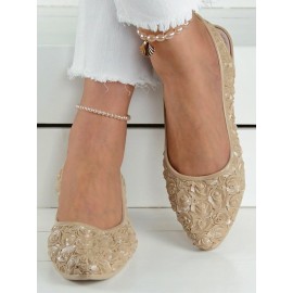 Waterproof Floral Wedge Heel Slingback Shallow Shoes