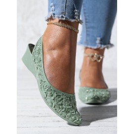 Waterproof Floral Wedge Heel Slingback Shallow Shoes