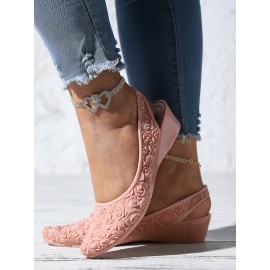 Waterproof Floral Wedge Heel Slingback Shallow Shoes