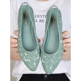 Waterproof Floral Wedge Heel Slingback Shallow Shoes