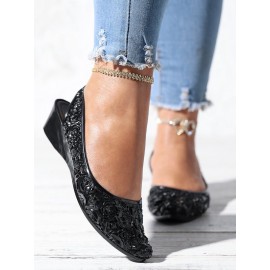 Waterproof Floral Wedge Heel Slingback Shallow Shoes